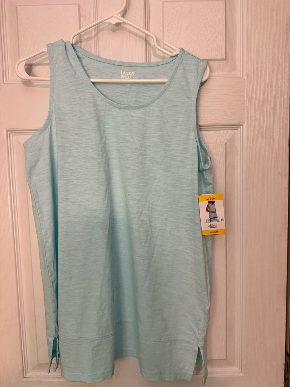NWT Lands’ End Aqua Slub Knit Tunic Tank Top M